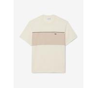 Lacoste Short Sleeve Colour-Block Cotton T-Shirt Beige - L