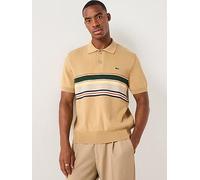 French Made Striped Polo Shirt Beige/White/Navy Blue/Yellow XL