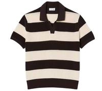 Lacoste Short Sleeved Striped Polo Collar Sweater - Beige