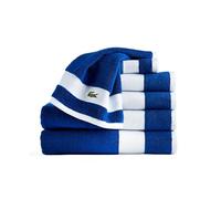 Lacoste Sport Stripe 6-Piece Luxury Cotton Towel Set - Made with 100% Soft Supima Cotton, Absorbent & Quick-Drying, Includes 2 Bath Towels, 2 Hand Towels, 2 Washcloths, Surf Blue