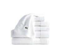 Lacoste Sport Stripe 6-Piece Luxury Cotton Towel Set - Made with 100% Soft Supima Cotton, Absorbent & Quick-Drying, Includes 2 Bath Towels, 2 Hand Towels, 2 Washcloths, White