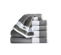 Lacoste Sport Stripe 6-Piece Luxury Cotton Towel Set - Made with 100% Soft Supima Cotton, Absorbent & Quick-Drying, Includes 2 Bath Towels, 2 Hand Towels, 2 Washcloths, Meteorite
