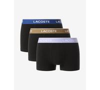 Lacoste 3-Pack Casual Boxer Trunks With Coloured Waistbands, Black - Small