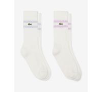 Lacoste Stripe Contrasted Socks White Pink Lilac (2 Pairs) - 43-46