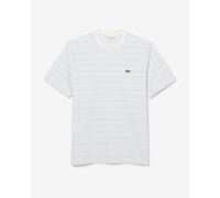 Lacoste Striped Cotton Short Sleeve T-Shirt White Blue - M