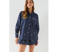 Lacoste Tennis Embroidered Shirt, Navy, Size 10, Women Navy