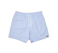 Lacoste Textured Striped Swim Shorts White/Light Blue