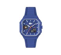 Lacoste Three Hand Quartz Movement Watch Blue LC33 Square Collection with Blue Silicone Bracelet - 2011504