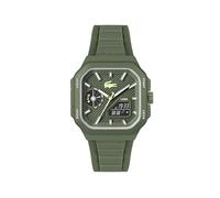 Lacoste Three Hand Quartz Movement Watch Green LC33 Square Collection with Green Silicone Bracelet - 2011505