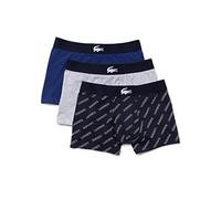 (Small, Navy Blue/White/Grey Chine/Navy Blue) Lacoste 3 Pack Trunk Boxer Shorts SS21