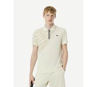 Lacoste Ultra Dry Printed Slim Short Sleeve Polo Shirt White Beige - L