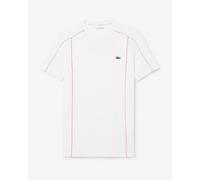 Lacoste Ultra Dry Trim Accent Sport Short Sleeve T-Shirt White Pink - L