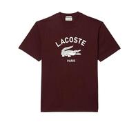 Lacoste Unisex Adult Printed Signature Cotton T-Shirt - Maroon Red - XS - Maroon Red - 100% Mixed