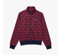 Lacoste Unisex Robert George Jacquard Motif Zipped Sweatshirt in Navy-Red Polycotton - Size 2XS