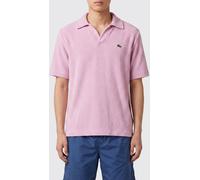 LACOSTE V-Neck Cotton-Blend Knit Polo Shirt with Contrast Logo Patch - Size: 5 - male