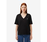 Lacoste V Neck Logo short sleeve black women's t-shirt - 36