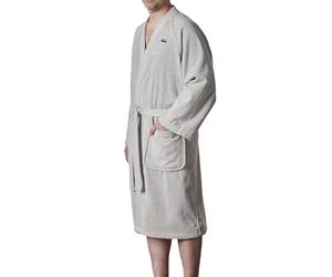 Lacoste Women's Classic Pique 100% Cotton Bath Robe, Micro Chip Grey, One Size UK