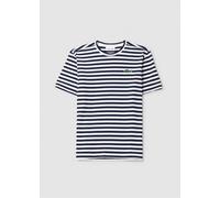 LACOSTE Womens Classic Striped T Shirt In Navy Blue Flour Size: 16, Colour: Navy Fabric