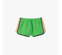 Lacoste Womens Contrast Panel Piqué Shorts in Green Cotton - Size 12 UK