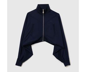 Lacoste Womens Cropped Full-Zip Sweatshirt in Navy - Size 12 UK