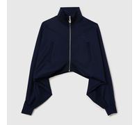 Lacoste Womens Cropped Full-Zip Sweatshirt in Navy - Size 6 UK