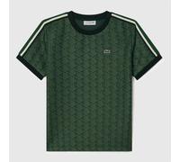 Lacoste Womens Fit Monogram Jacquard T Shirt in Green - Size 10 UK