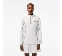 Lacoste Womens Fit quarter Zip Sweatshirt in White Green - Size 8 UK
