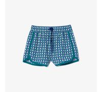Lacoste Womens Graphic Motif Draped Shorts in Blue Cotton - Size 16 UK