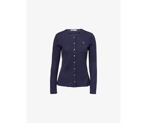 Lacoste Womens Lacoste Slim-Fit Pointelle-Knit Cotton Cardigan Navy S