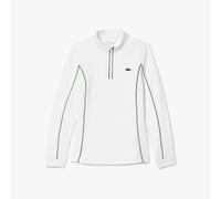 Lacoste Women's Layered Slim Tennis Sweatshirt - White/Green - 14 UK - White/Green - 96% Recycled Polyester/4% Elastane