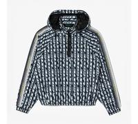 Lacoste Womens Monogram Hooded Oversized Track Jacket - Black - Black - 10 UK - 100% Polyester