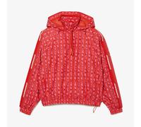 Lacoste Womens Monogram Hooded Oversized Track Jacket - Orange - Orange - 12 UK - 100% Polyester