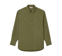 Lacoste Womens Poplin Oversized Long-Sleeved Shirt - Khaki Green - 14 UK - Khaki Green - 100% Cotton