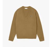 Lacoste Womens Relaxed Fit V-Neck Wool Cardigan in Brown - Size 12 UK