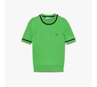 Lacoste Womens Seamless 3D Knit Ribbed Sweater in Green - Size 10 UK