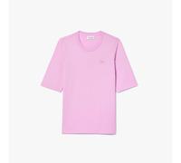 Lacoste Womens Soft Cotton Three Quarter Sleeve T-Shirt in Pink - Size 8 UK