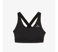 Lacoste Womens Sport Cross Strap Sports Bra in Black Cotton - Size Small