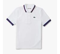 Lacoste Womens UV Protect Stripe Collar Tennis Polo Shirt in White - Size 10 UK