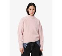Lacoste Wool Rich Cable Knit Roll Neck Jumper Pink