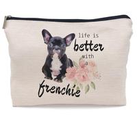 Lacosu French Bulldog Frenchie Makeup Bag Cosmetic Bags for Women, Frenchie Gifts for Women, French Bulldog Mom Gifts, Life is Better with a Frenchie Small Makeup Cosmetic Bag for Purse, Bulldog-C
