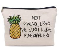 Lacosu Funny Not Swingers We Just Like Pineapples Makeup Bag,Summer Fruit Pineapple Cosmetic Makeup Bag for Pineapple Lover Women Girls,Birthday Valentine's Day Gift Makeup Bag
