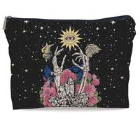 Lacosu Gothic Skull Moon Colourful Mushroom Makeup Bag,Halloween Skull Skeleton Cosmetic Makeup Bag for Women Girls,Gifts for Gothic Lovers Teens Women Girls Daughter Sister Friends, 4-Tarot-makeup