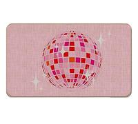 Lacosu Preppy Hot Pink Disco Ball Front Door Mat Mats Indoor Outdoor Entrance,Preppy Disco Ball College Dorm Room Decor,17"X30"
