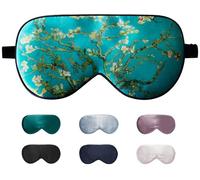 LaCourse 100% Grade 6A Mulberry Silk Sleep Eye Mask for Sleeping - Dual-Sided Natural Silk, Adjustable Strap, Breathable & Ultra-Soft, Gentle on Skin, Green-Flower