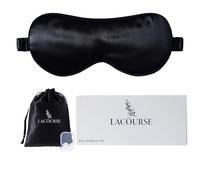 LaCourse 100% Grade 6A Mulberry Silk Sleep Eye Mask for Sleeping - Dual-Sided Natural Silk, Adjustable Strap, Breathable & Ultra-Soft, Gentle on Skin, 22MM Black