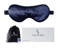 LaCourse 100% Grade 6A Mulberry Silk Sleep Eye Mask for Sleeping - Dual-Sided Natural Silk, Adjustable Strap, Breathable & Ultra-Soft, Gentle on Skin, 22MM Blue
