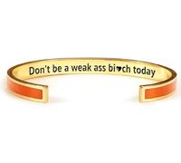 LACOXA Don't Be A Weak Ass Bitch Today Color Bangle Inspirational Bracelets for Women, Friendship Bracelet, With Hidden Message, Jewelry Gift For Best Friends (Gold, Orange)