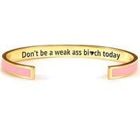 LACOXA Don't Be A Weak Ass Bitch Today Color Bangle Inspirational Bracelets for Women, Friendship Bracelet, With Hidden Message, Jewelry Gift For Best Friends (Gold, Pink)