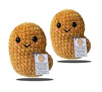 LACOXA Emotional Support Chicken Nugget, Cute Handmade Emotional Support Plush Chicken, Funny Reduce Pressure Doll, Funny Ornaments Crochet Decor (2PCS)