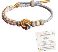 LACOXA For Granddaughter - A Link That Can Never Be Undone Peach Blossom Knot Bracelet, Granddaughter Bracelet from Grandma, Peach Blossom Adjustable Braided Bracelet, Bracelet for Girls Gift (Grey)